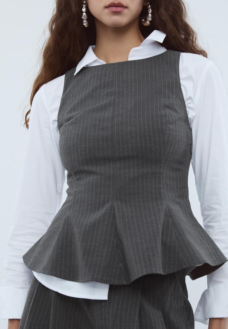 top peplum sin mangas rayas