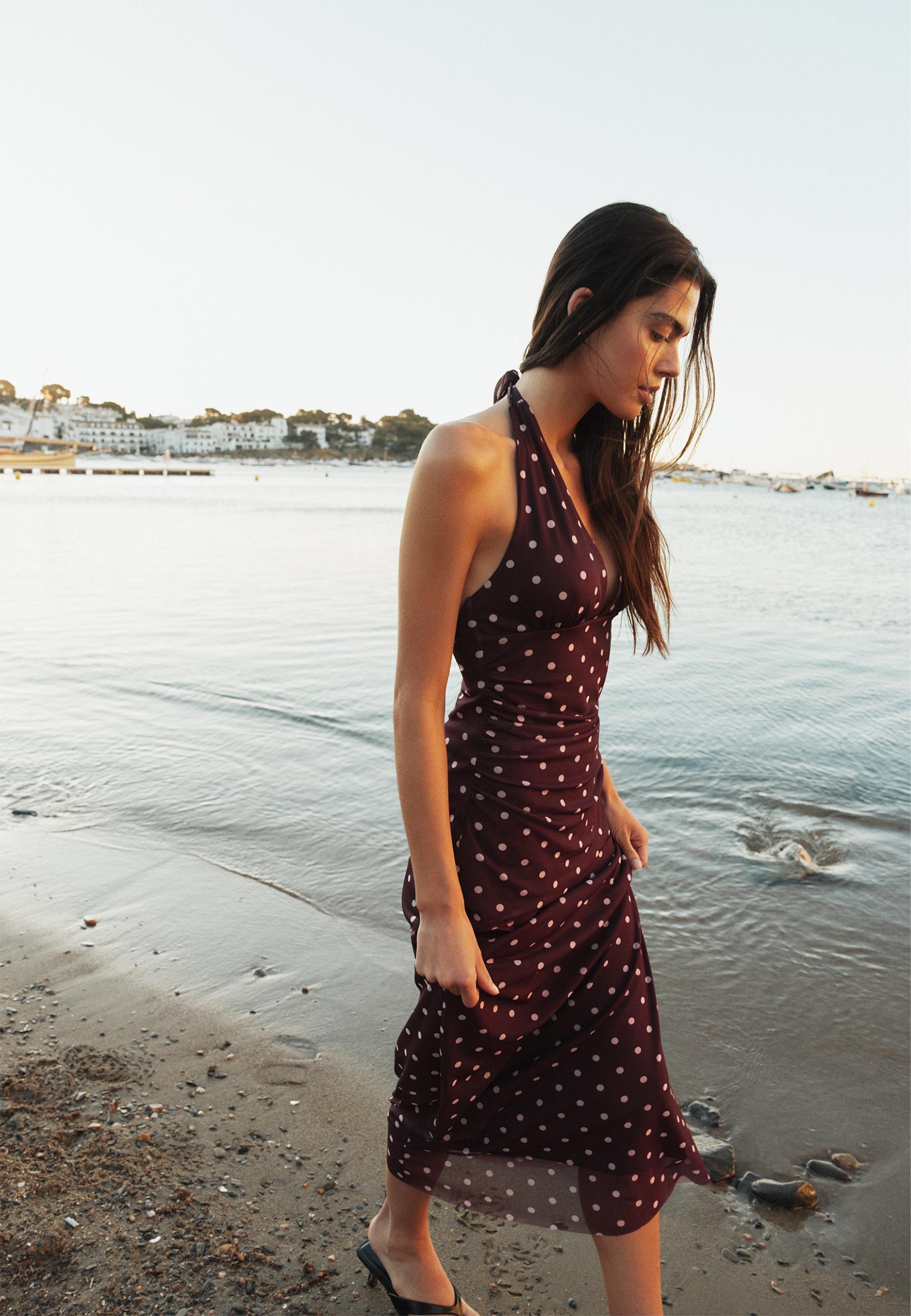 Stradivarius Μίντι Φόρεμα Halter Με Ανοιχτή Πλάτη Μωβ M