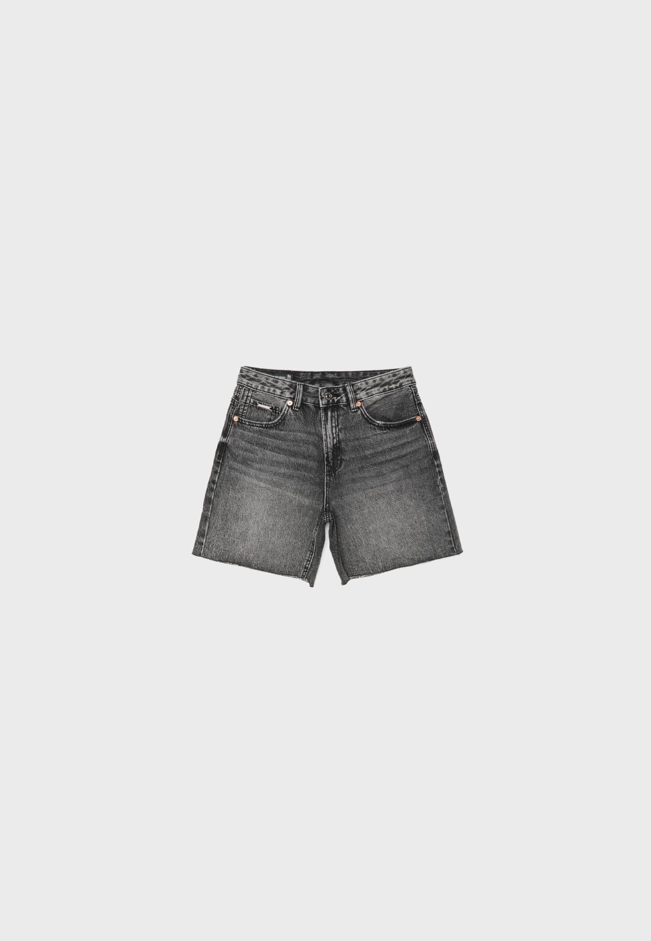 D93 Longline shorts — BLACK DENIM WASH
