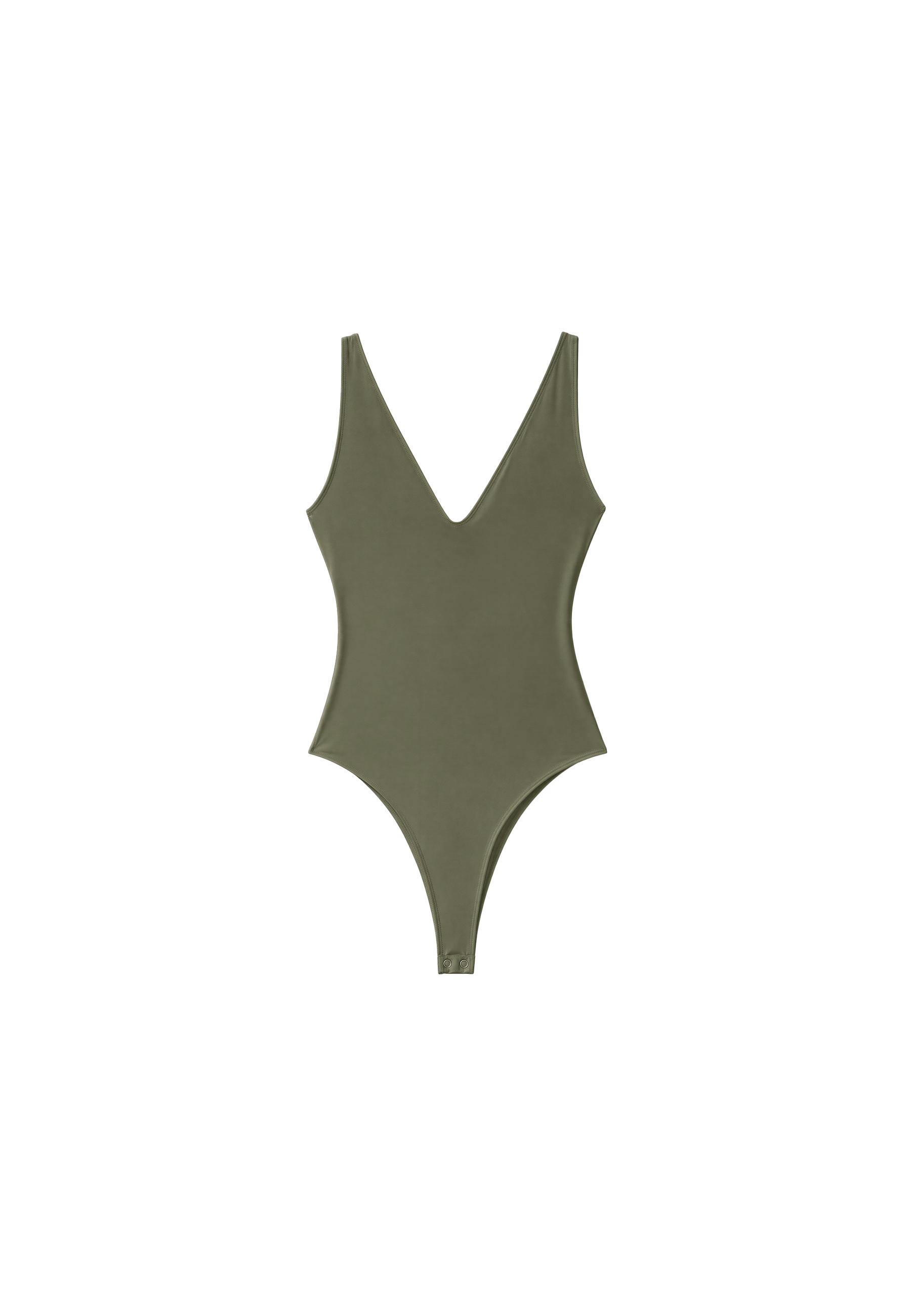 V-neck bodysuit — Khaki