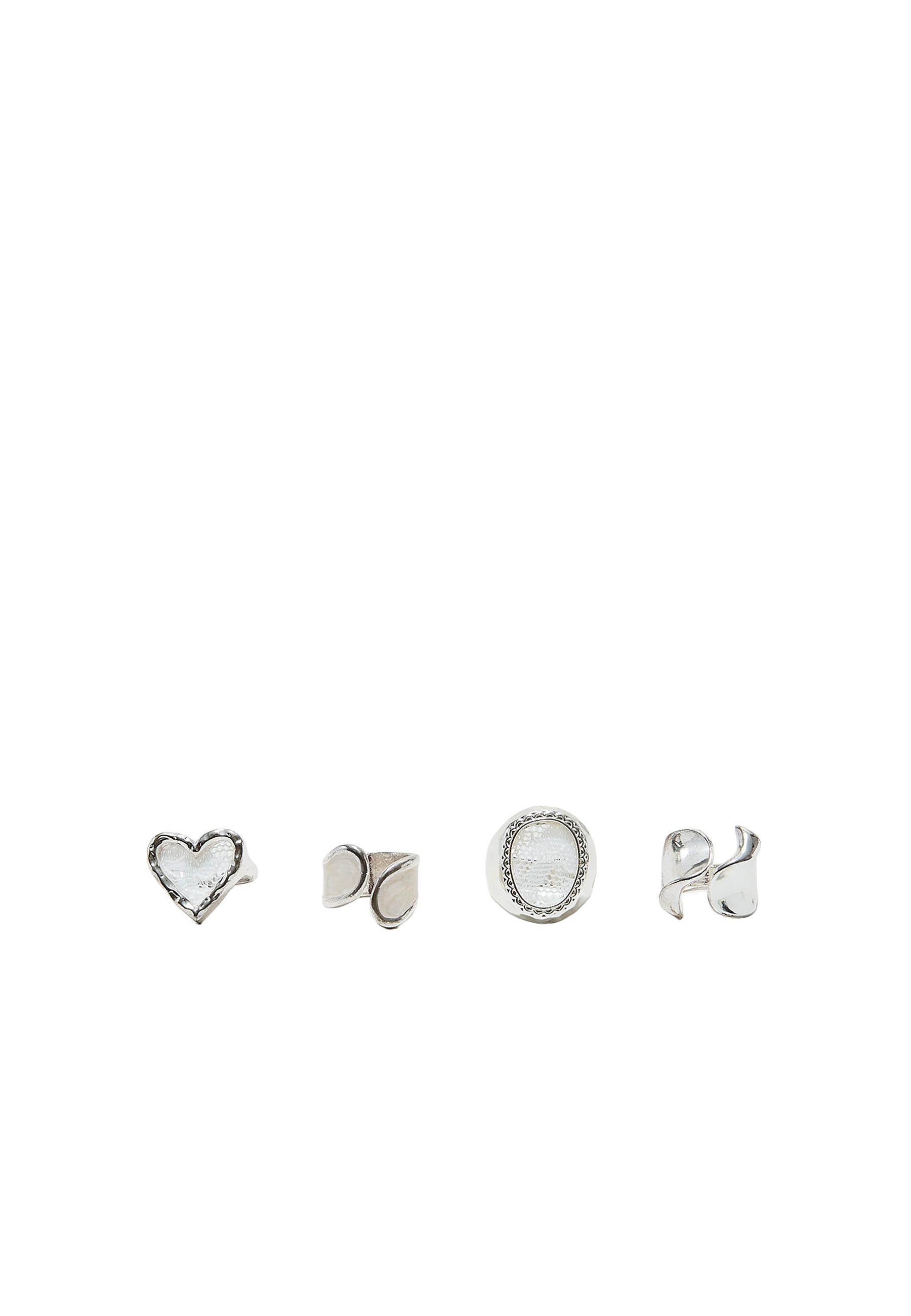 Set of 4 heart and lace rings — Grey