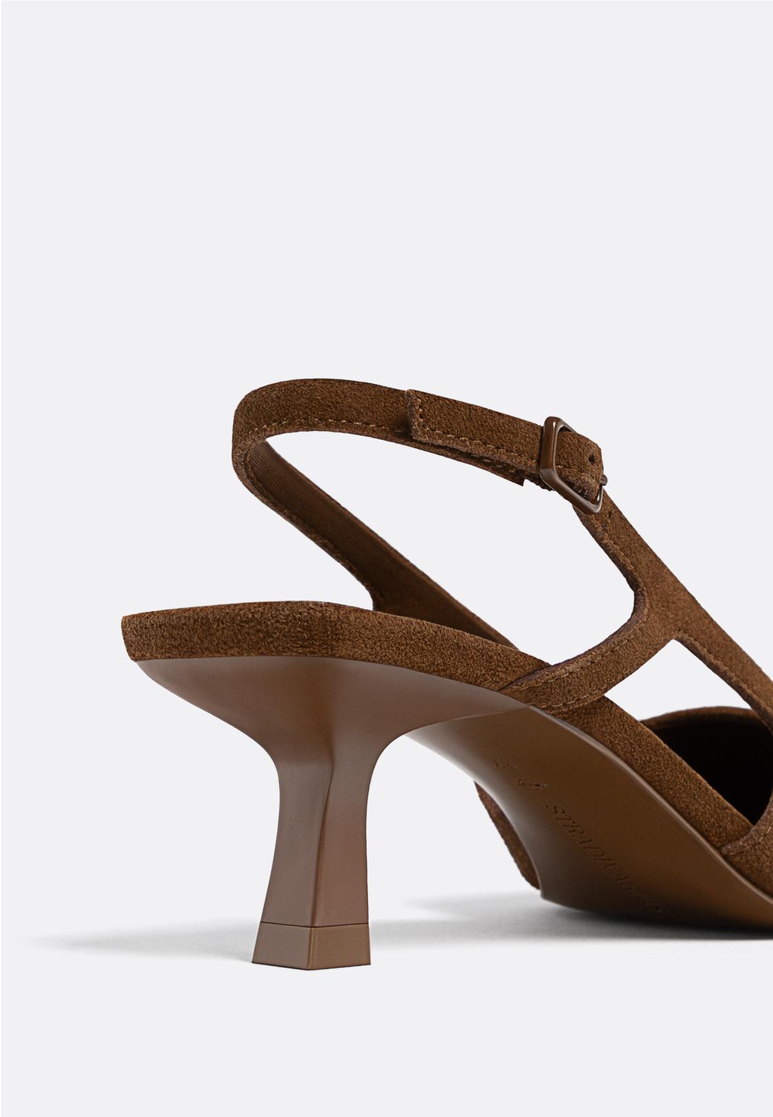 Split leather kitten-heel court shoes Women's fashion