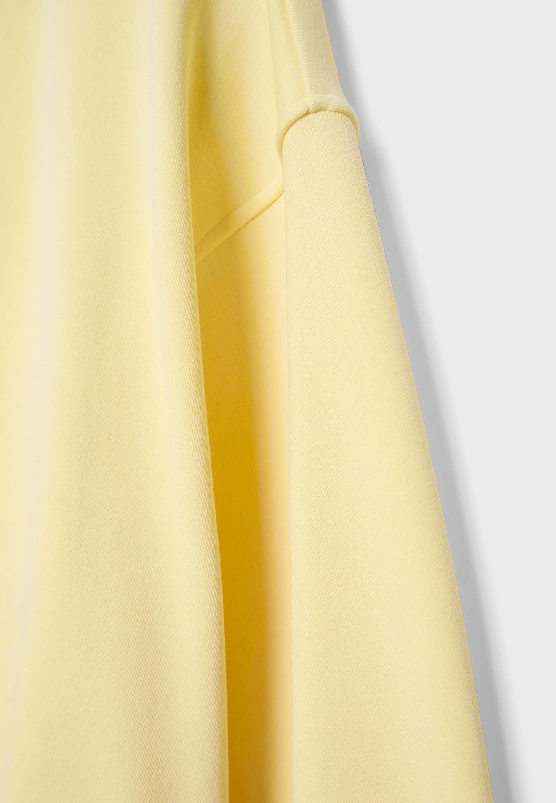 Printed Hooded Bomber Sweatshirt — Pastel yellow
