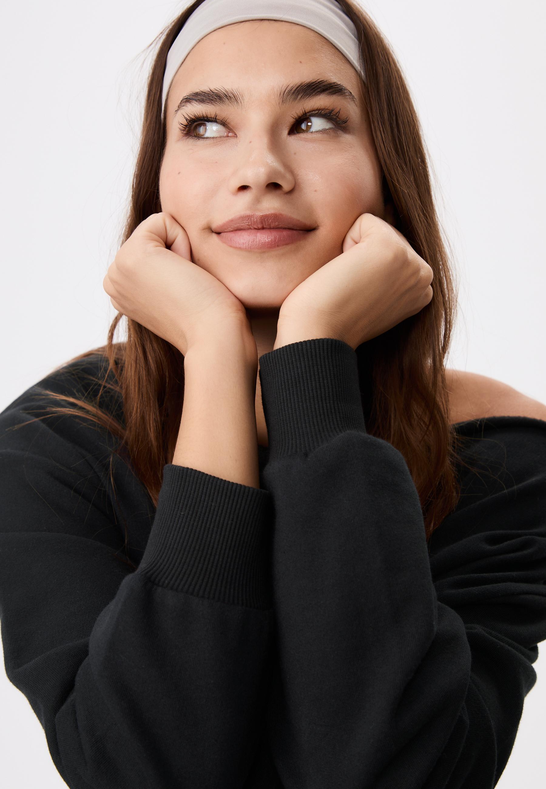 Basic off-the-shoulder sweatshirt — Black