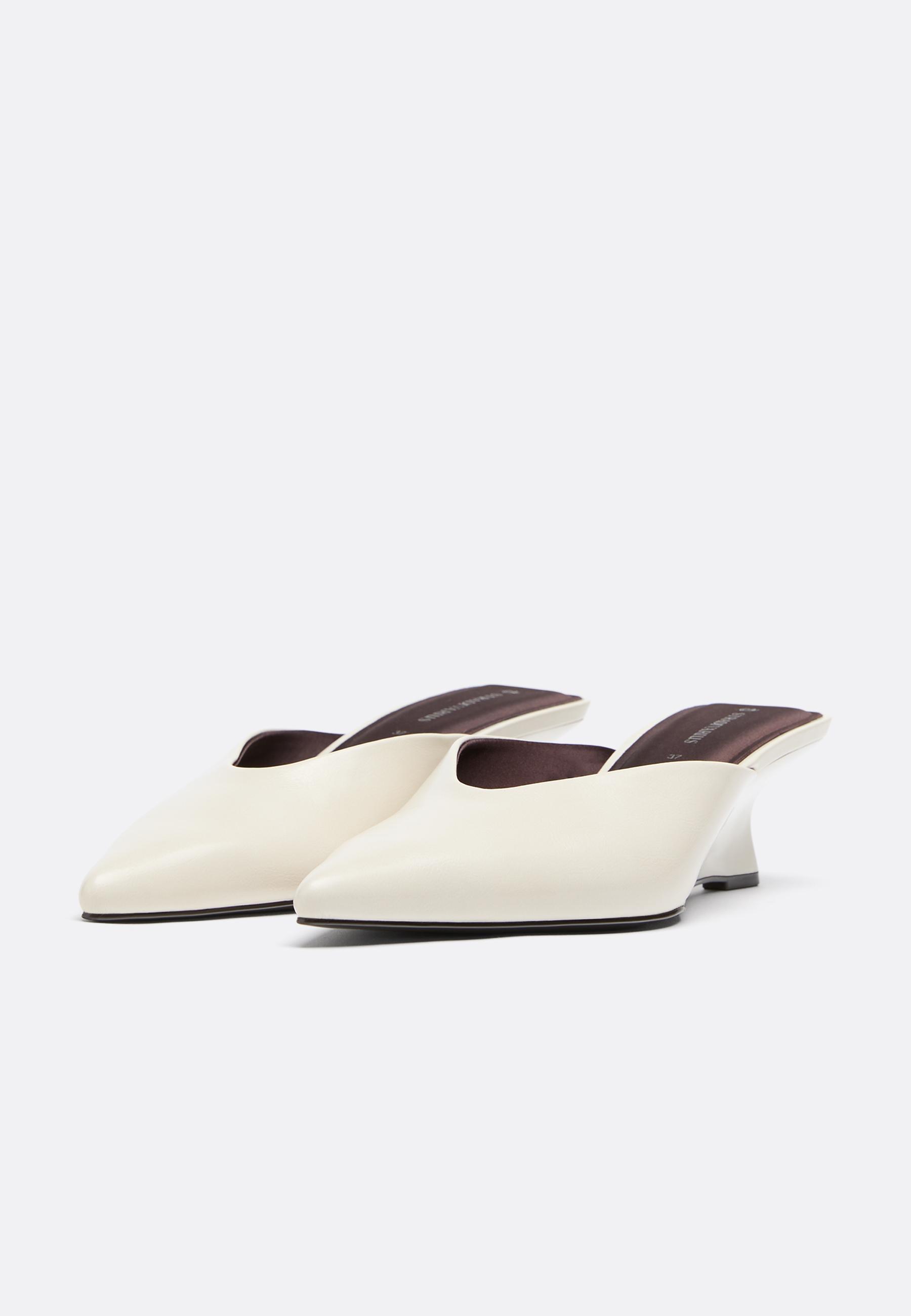 Leather effect wedge mules — ECRU