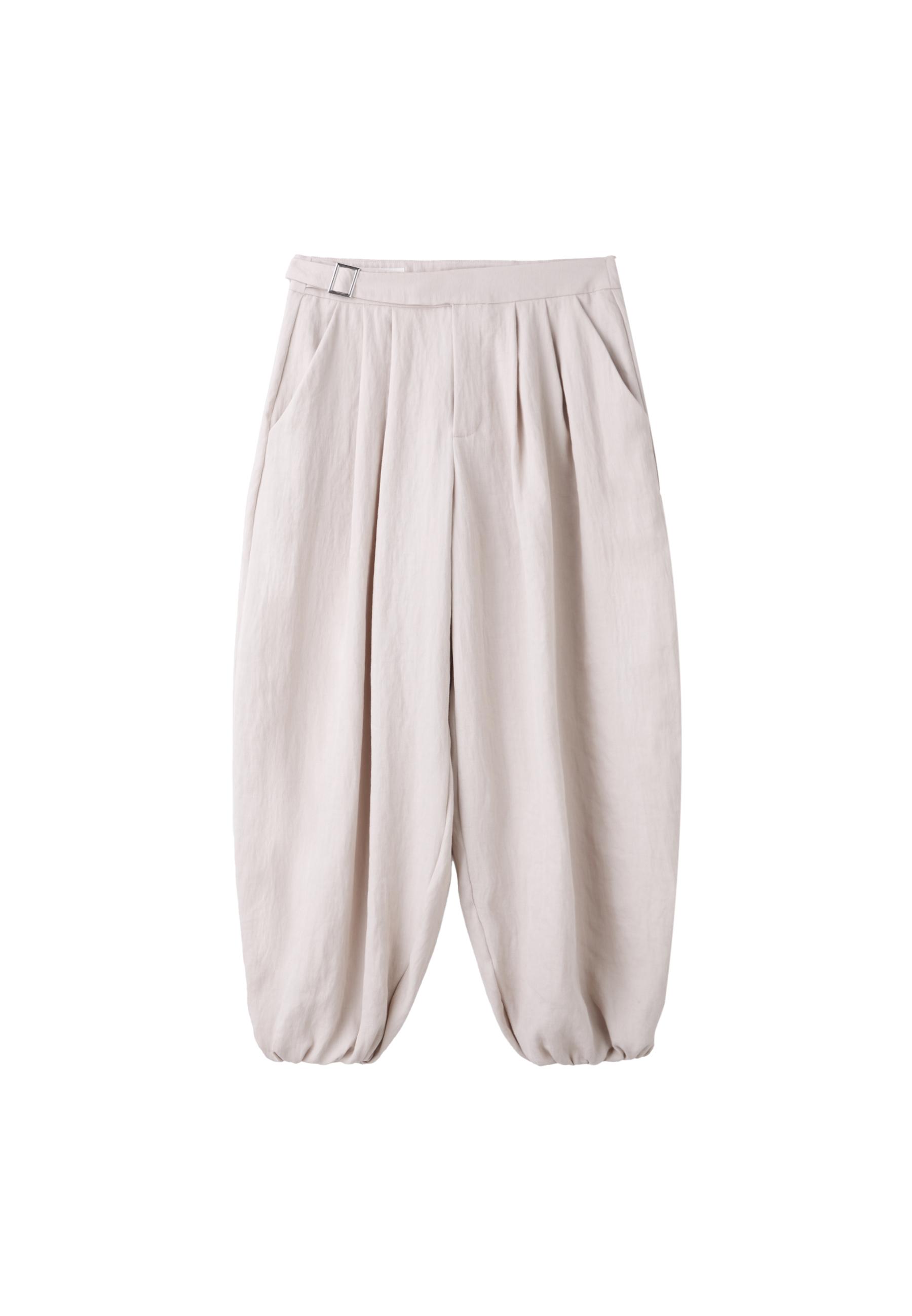 Sarouel trousers with buckle — Ecru