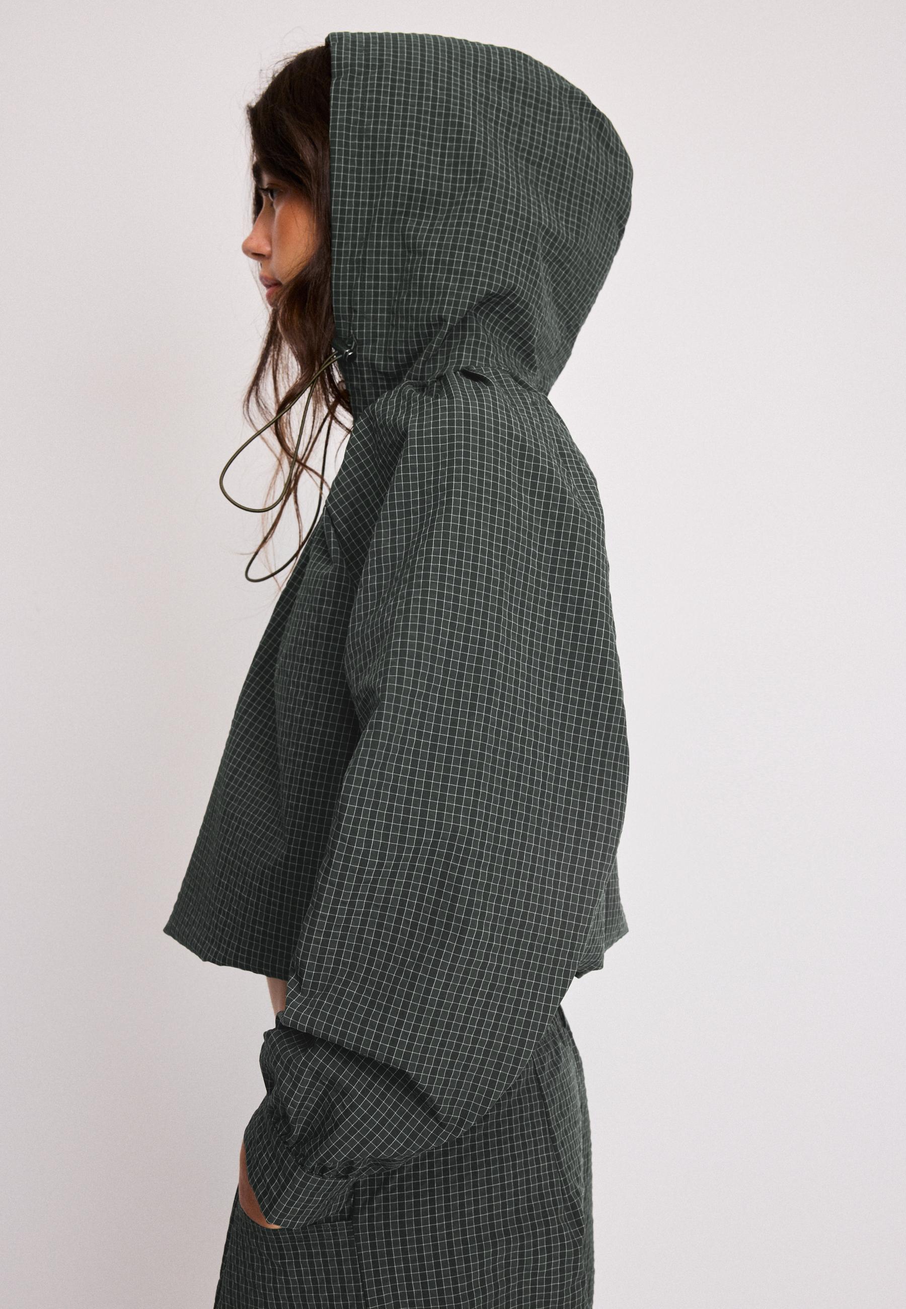 Checked Technical Sweatshirt — Khaki