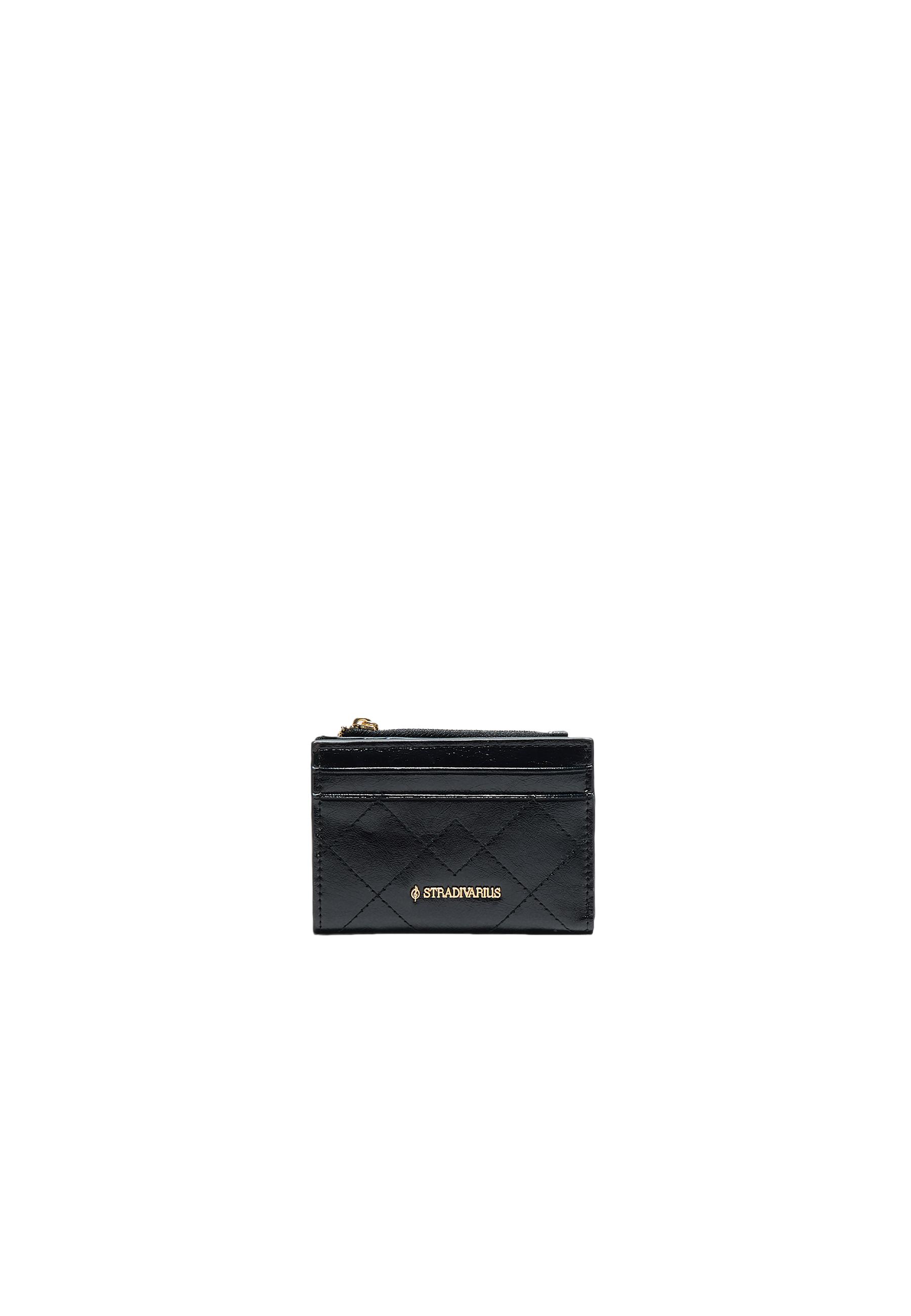 Stitched card holder purse — Black