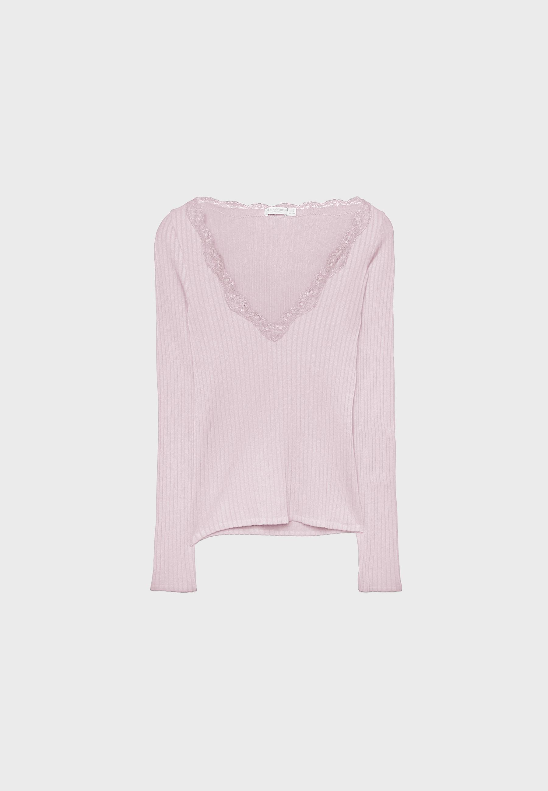 Seamless lace top — Salmon pink