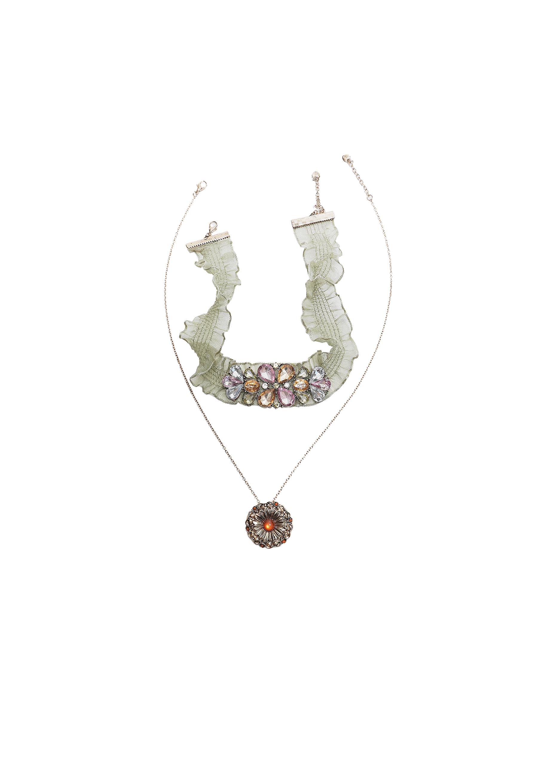 Set of 2 fabric choker necklaces — Khaki