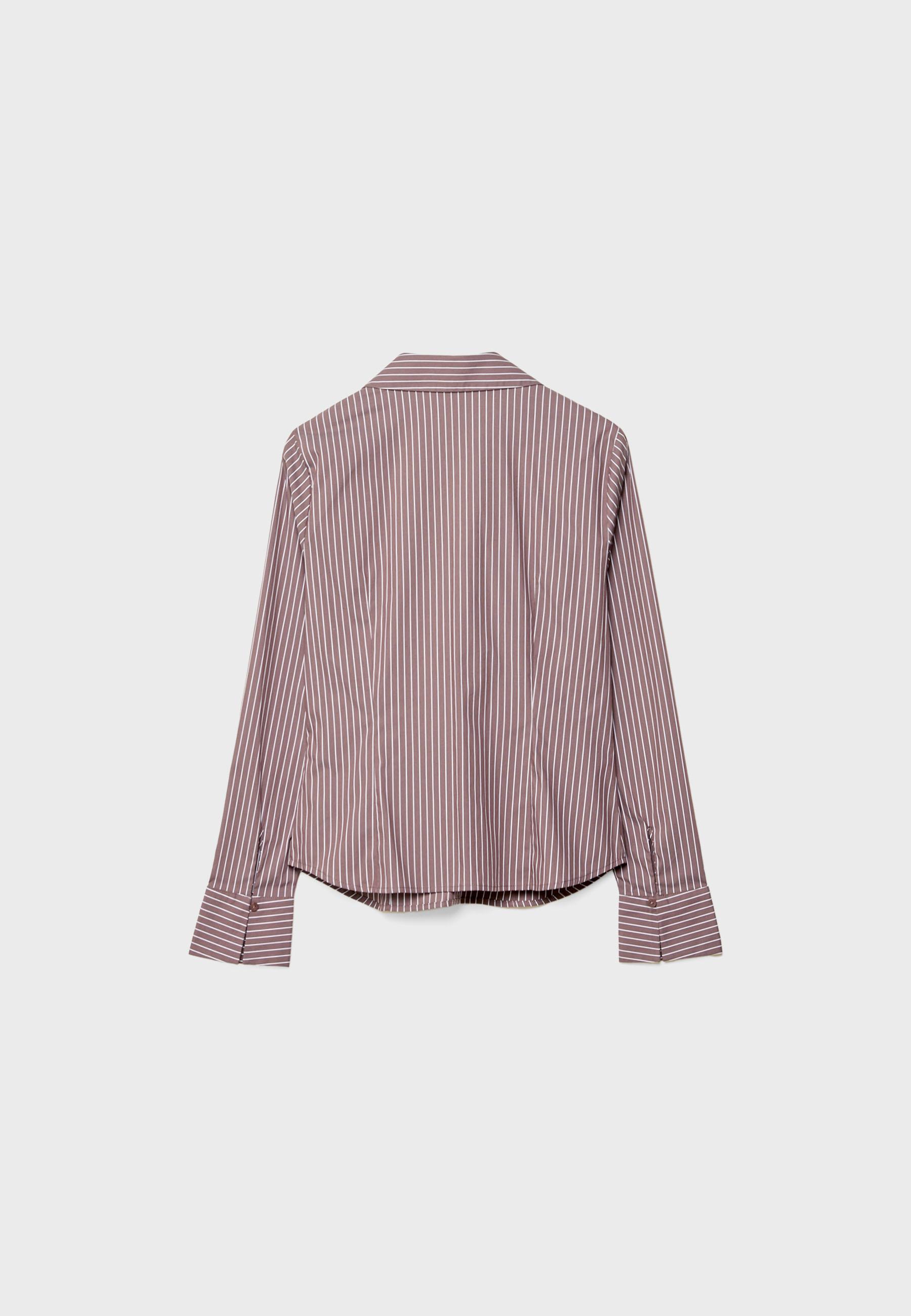 Basic striped fitted shirt — Brown