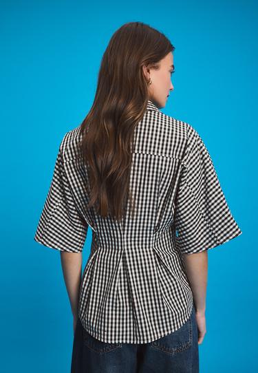 Fitted kimono sleeve shirt with pleats — Ecru 5