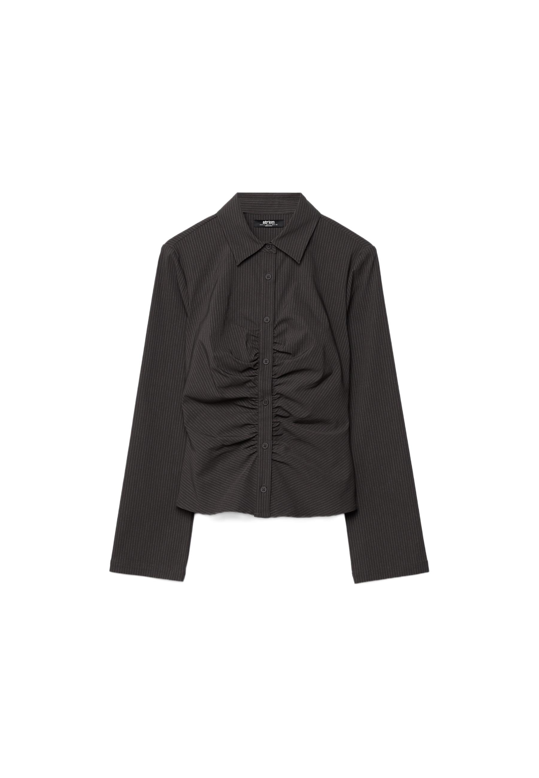 Plain gathered shirt — Brown