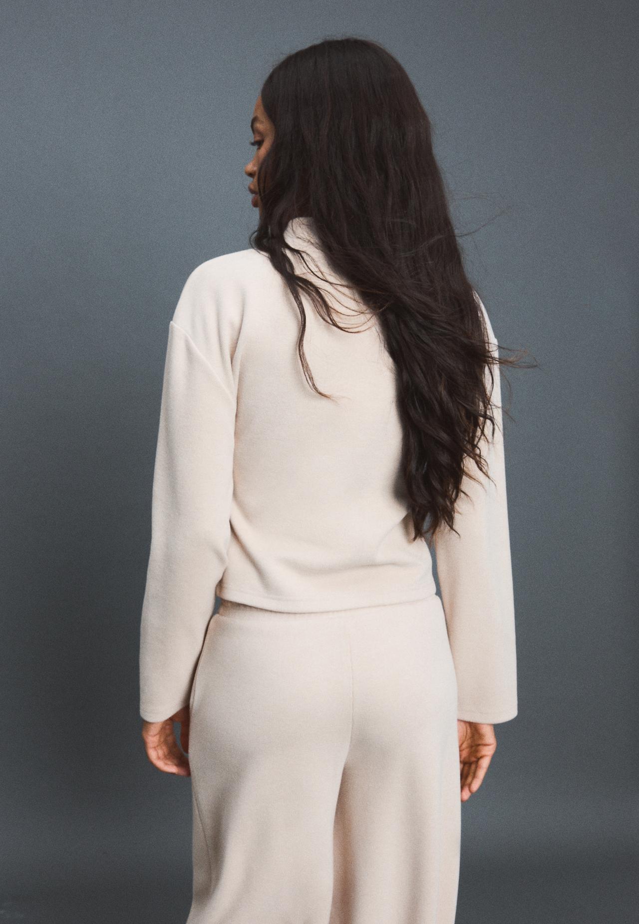 Stand collar knit cardigan — Stone