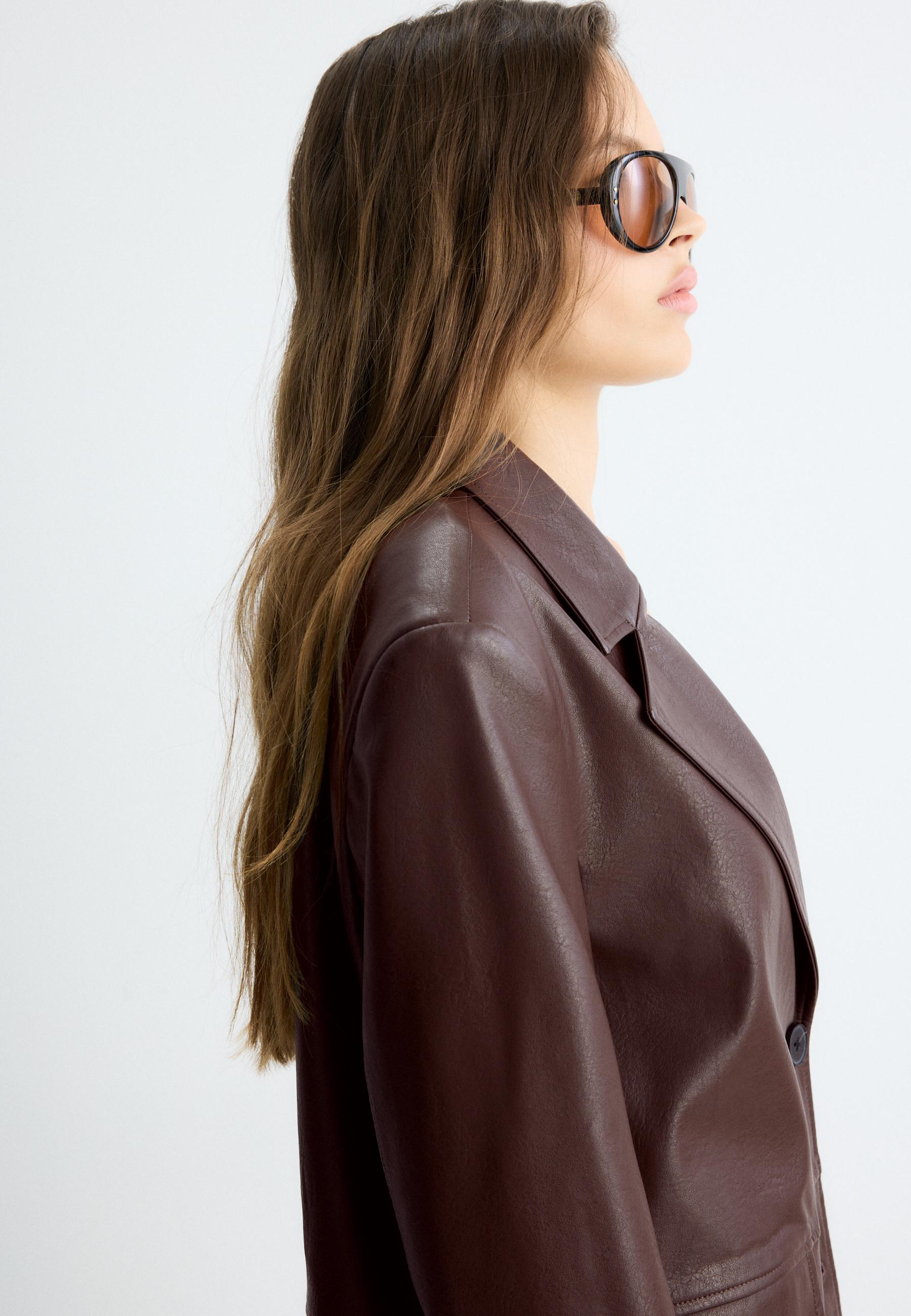 Faux leather blazer — Brown
