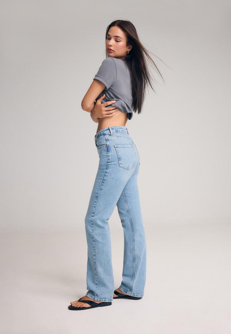 D98 straight-leg vintage effect jeans — MEDIUM LIGHT BLUE DENIM