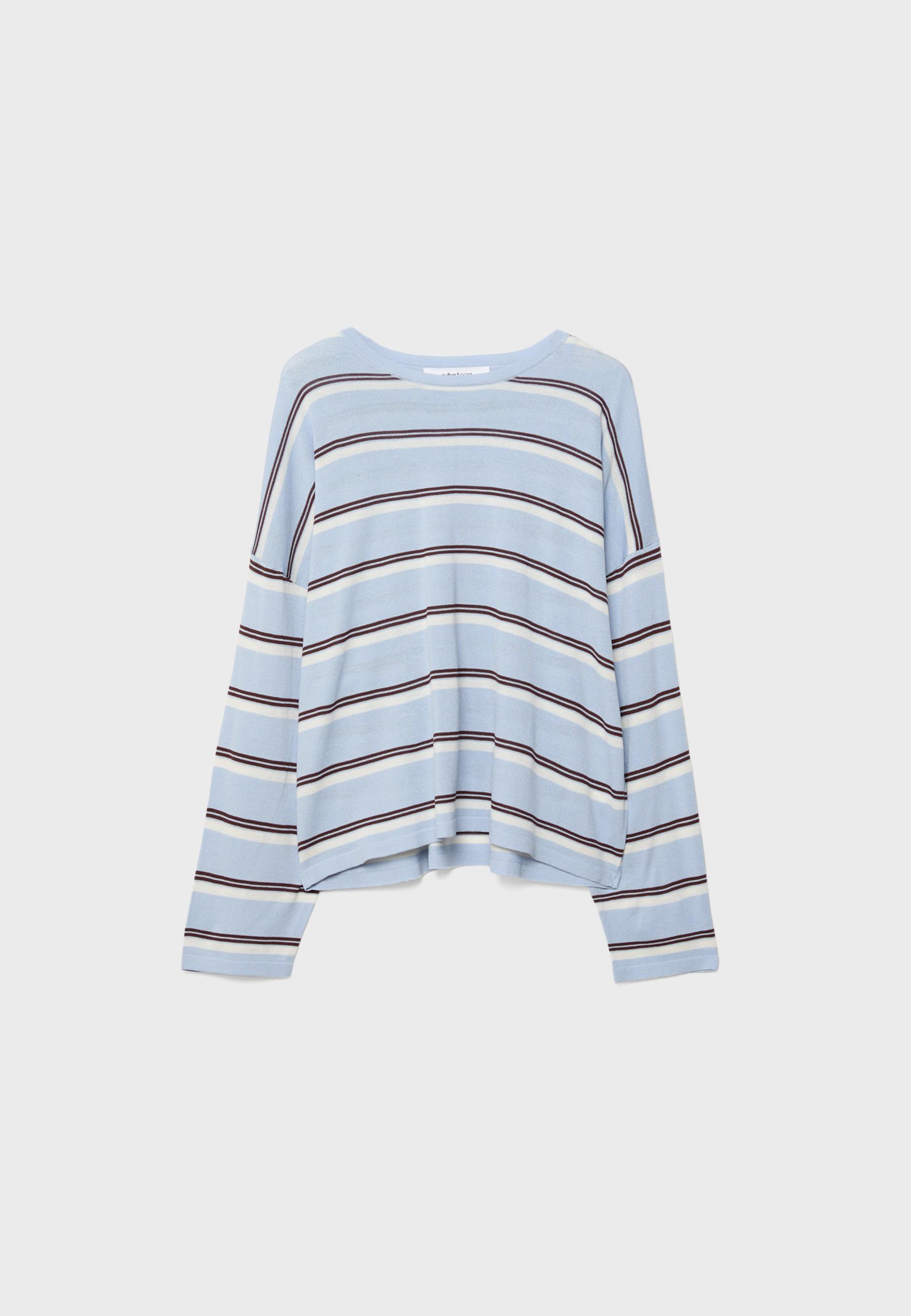 Fine knit striped jumper — Sky blue