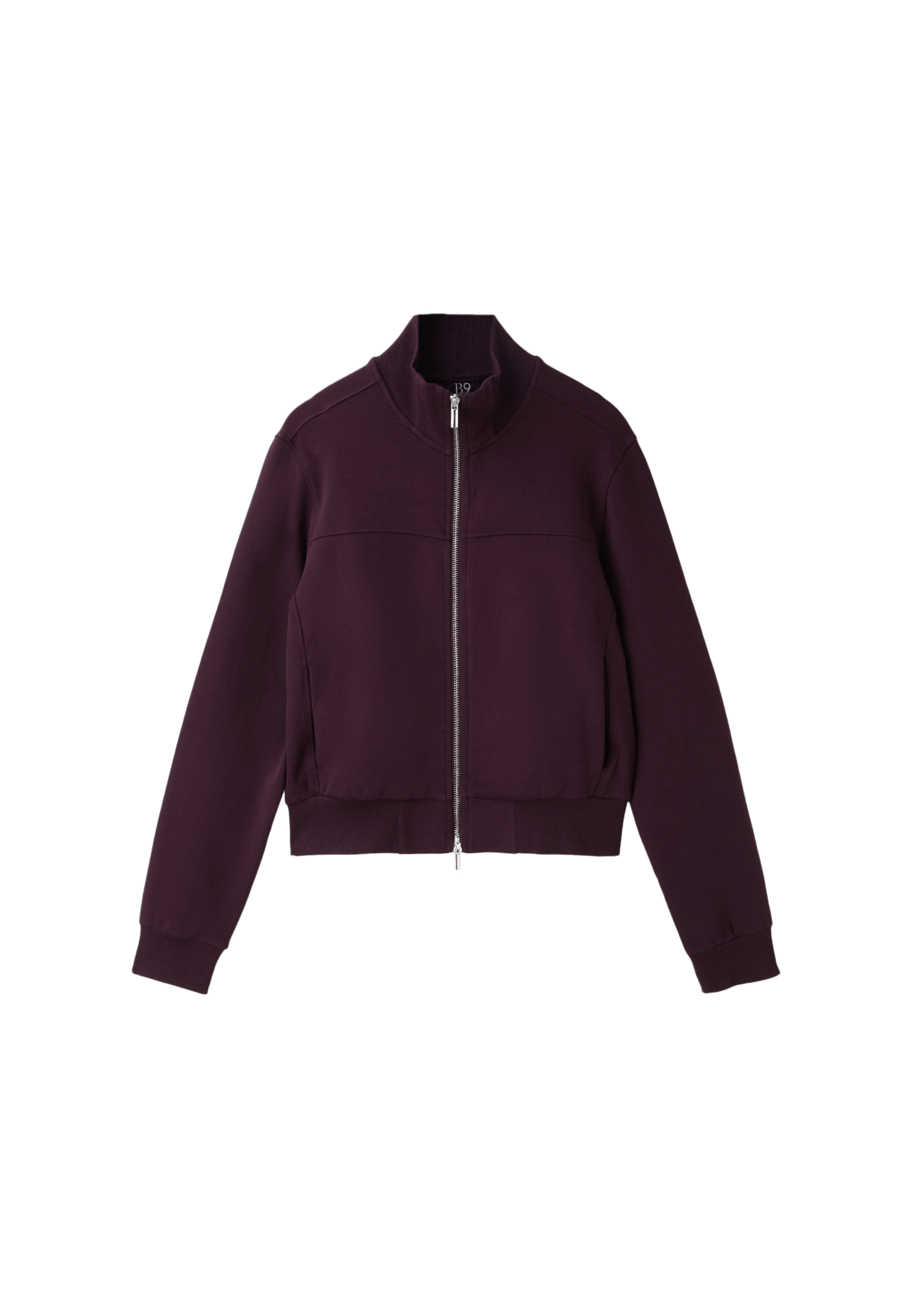 B09 Cropped High-Neck Zip-Up Sweatshirt — Dark purple