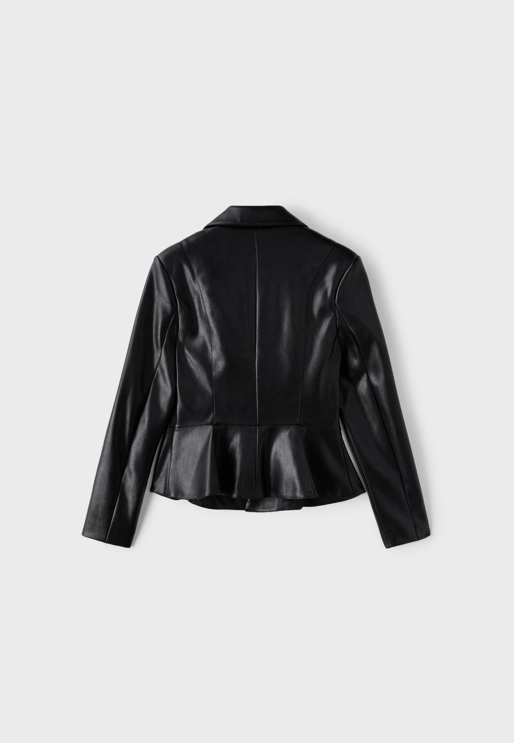 Leather effect peplum blazer — Black