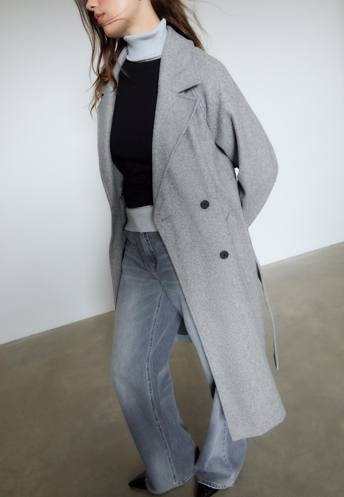 Manteau Tenue Femme Jean Gris Trench Coat Doux Au Toucher Mode