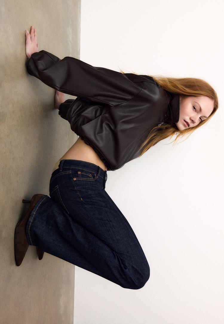 gewatteerd bomberjack met leereffect