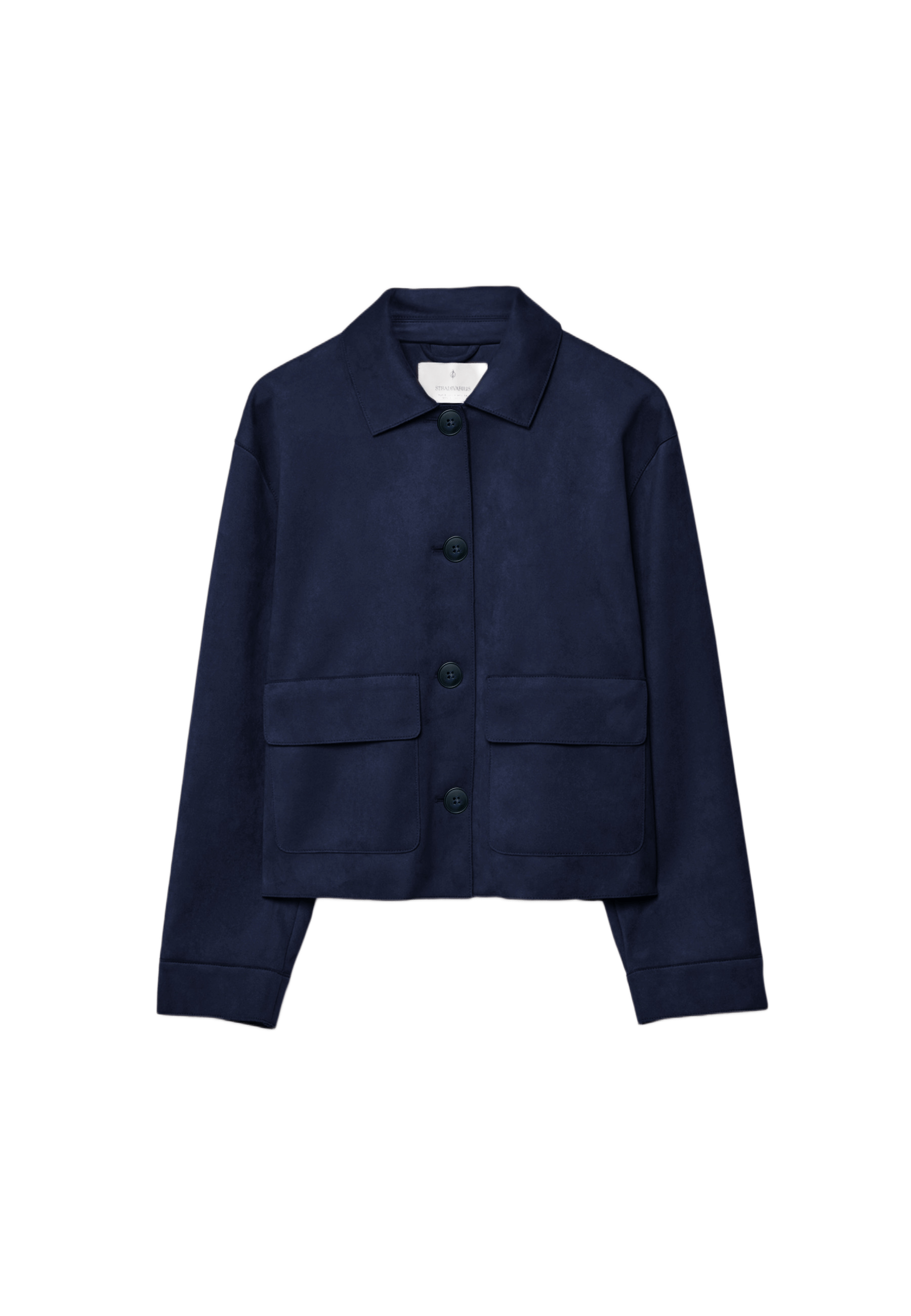 Faux suede jacket with pockets — Navy blue