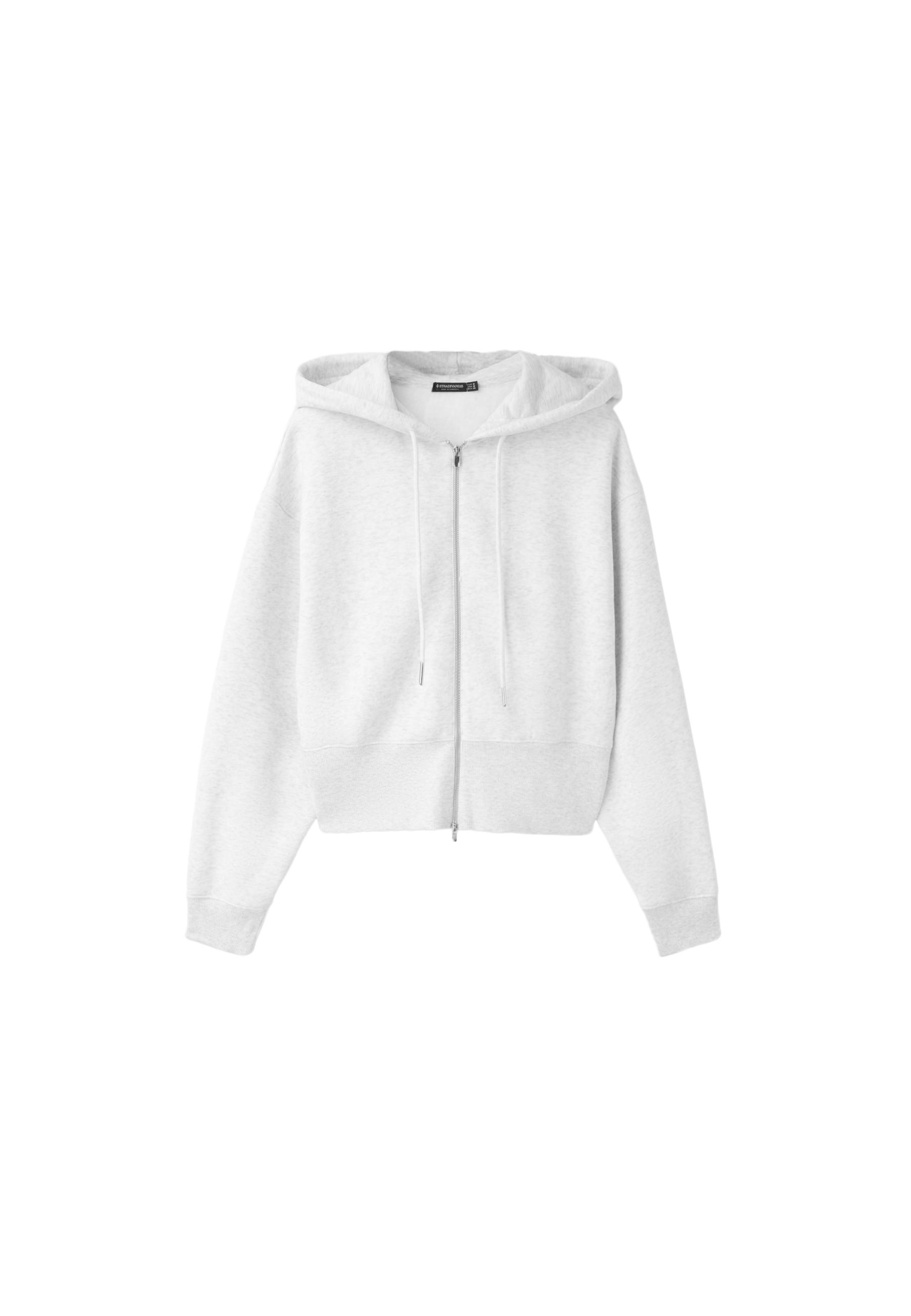 Zip-up hooded sweatshirt — Grey melange
