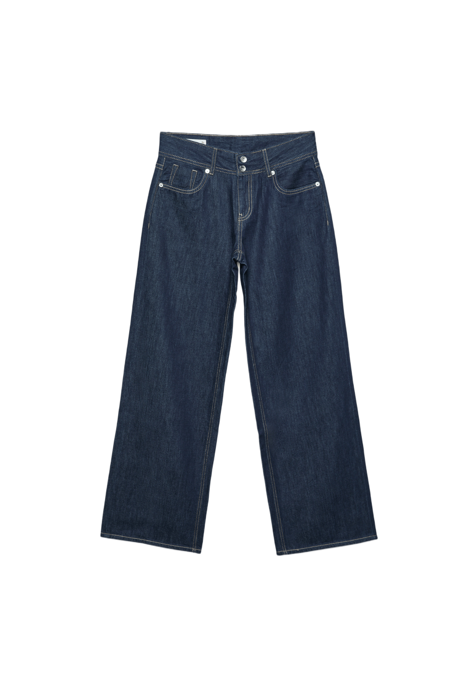 Low-waist double-button jeans — RINSE BLUE DENIM