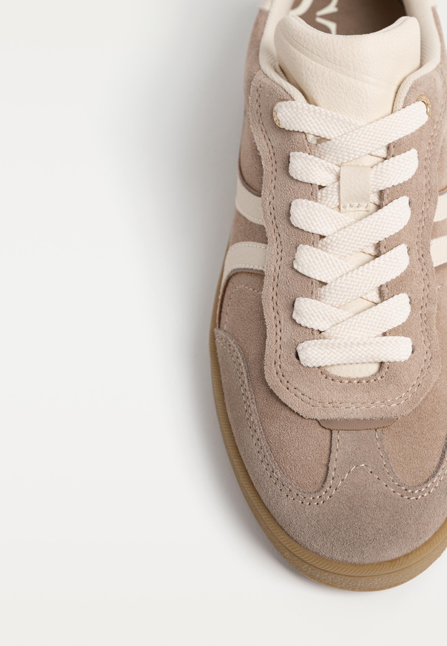 Casual leather trainers — BEIGE
