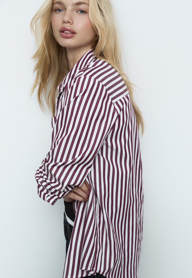 camisa basica com bolso de popelina as riscas