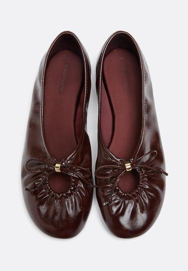 Cut-out detail ballet pumps — BURGUNDY  3
