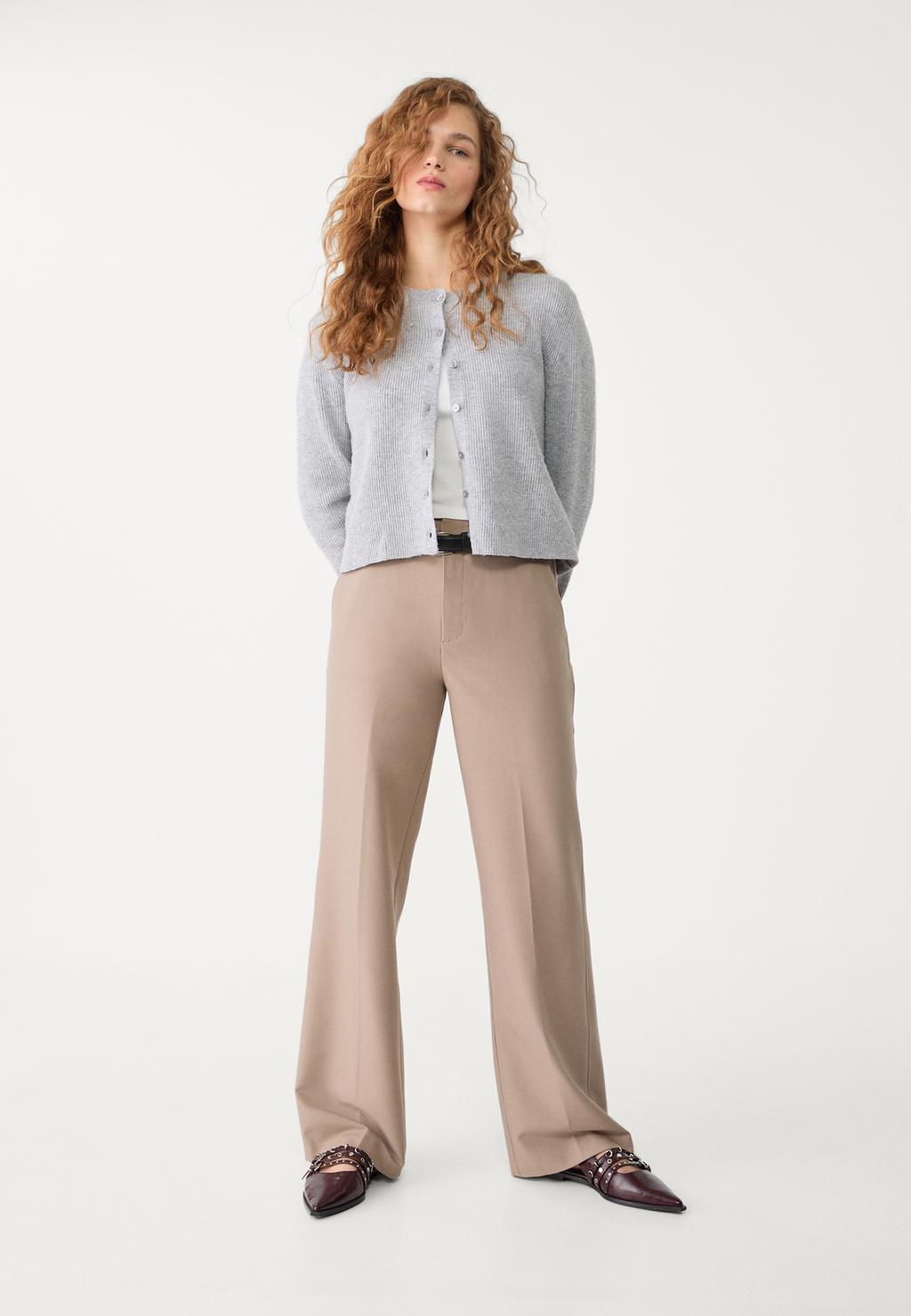 Flowing straight-leg smart trousers with belt