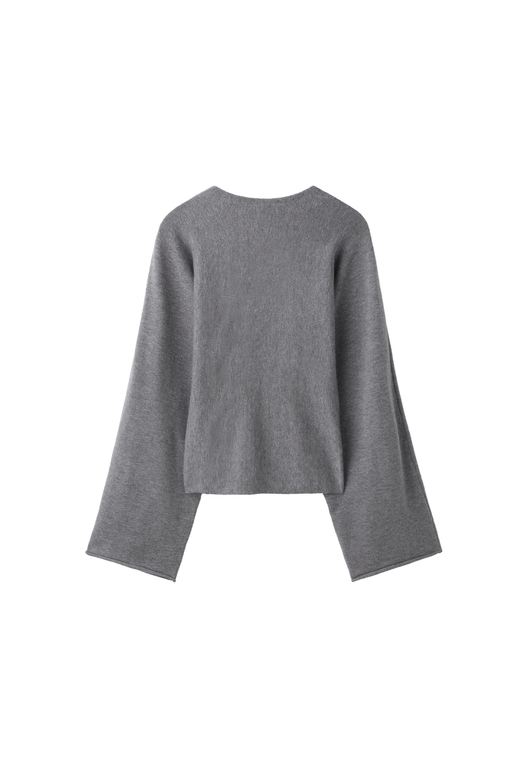 Stand collar knit jumper with kimono sleeves — Dark grey