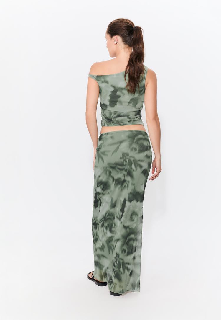 falda midi tul estampado
