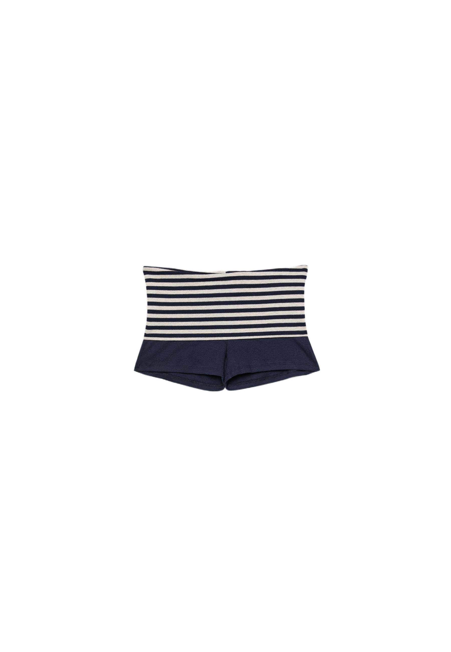 Striped shorts with waist detail — Dark blue