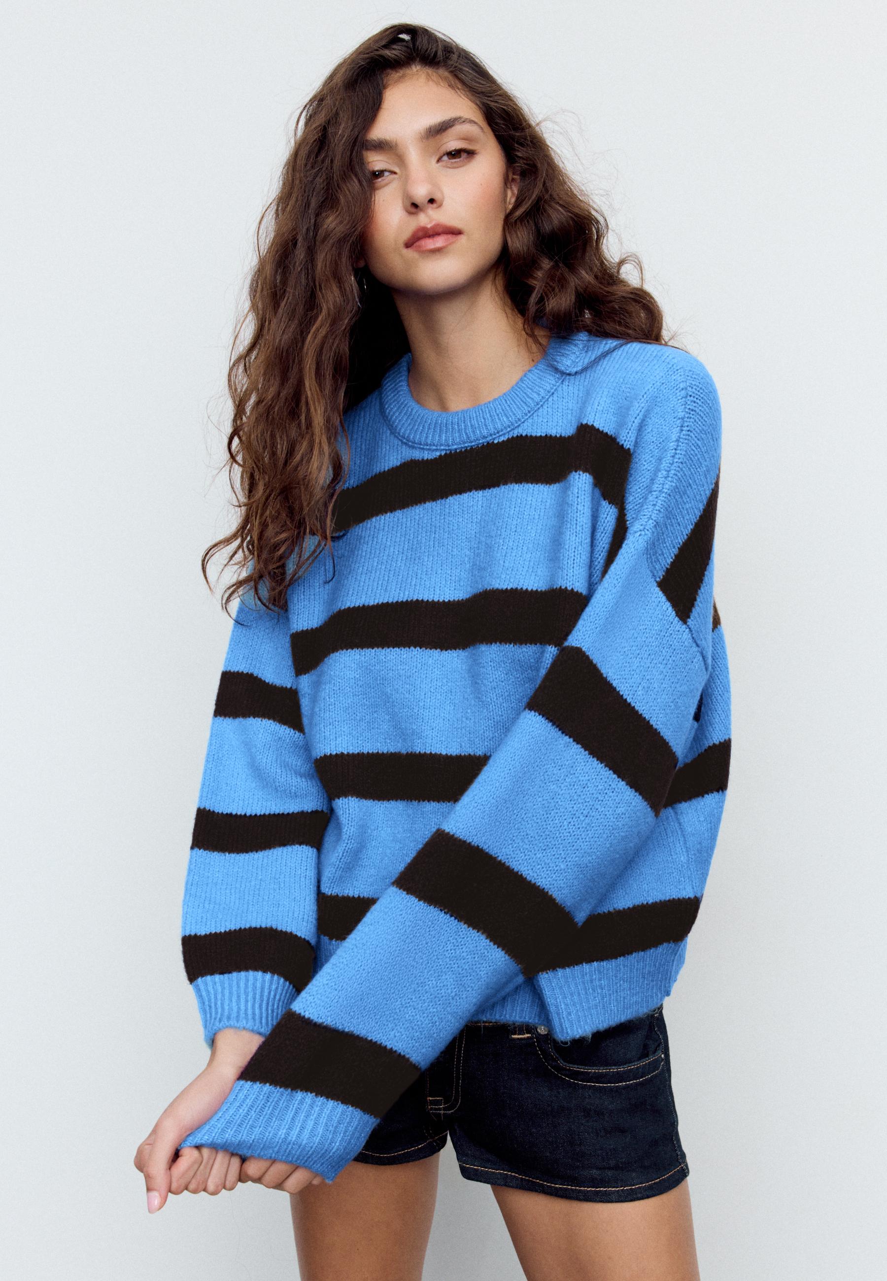 Striped round neck knit jumper - Women's fashion | Stradivarius