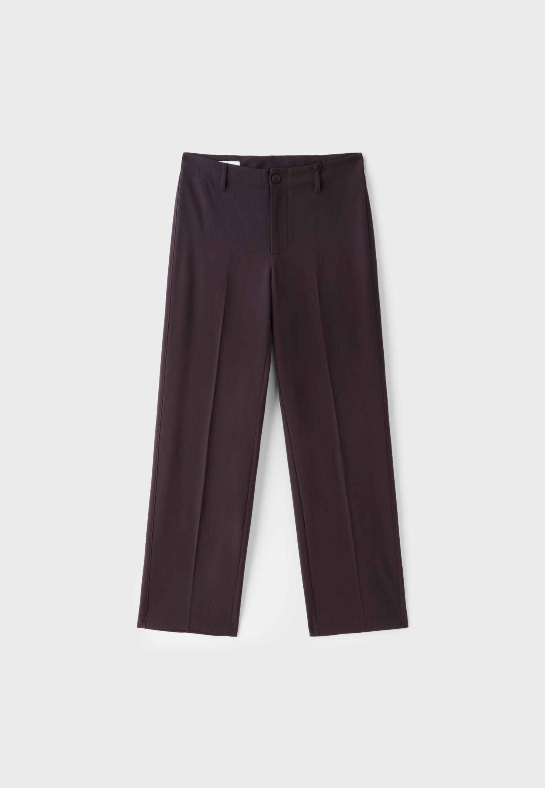 Slim Fit Straight Trousers — Dark purple