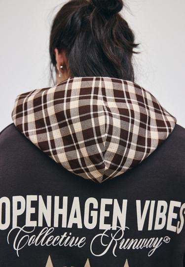 Check hood sweatshirt — Brown 6