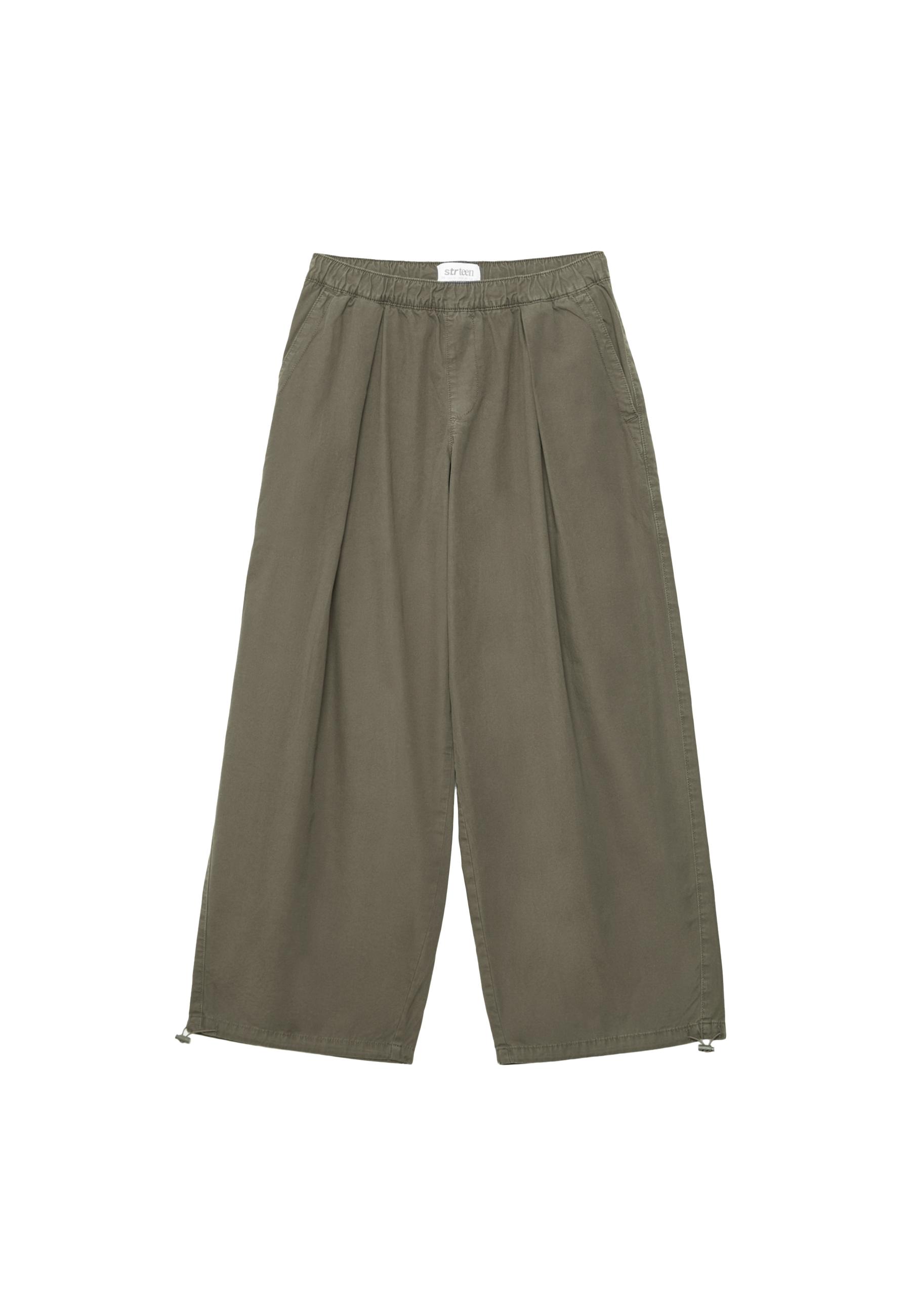 Barrel poplin trousers with stoppers — Khaki