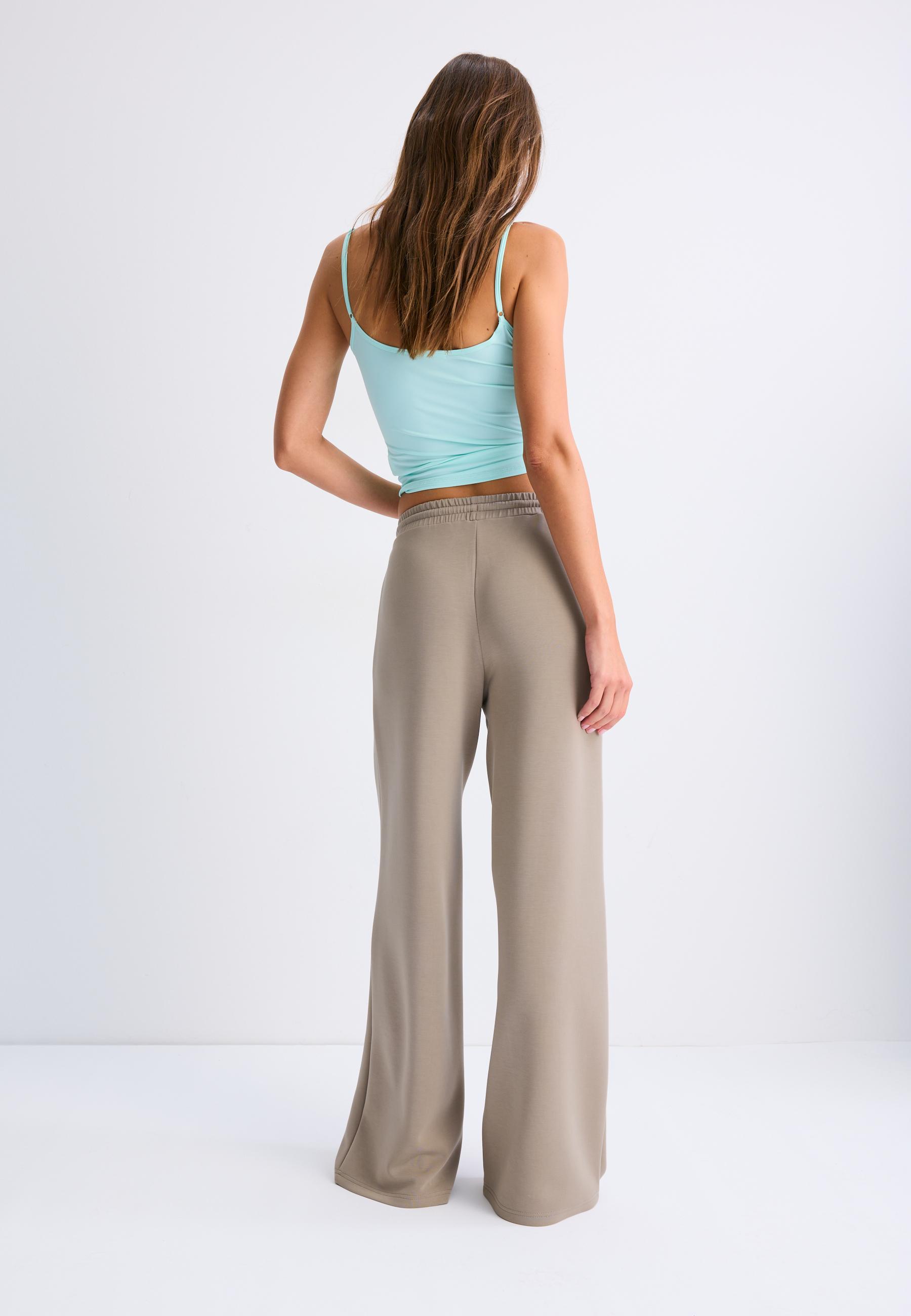 Soft-touch palazzo joggers — Beige