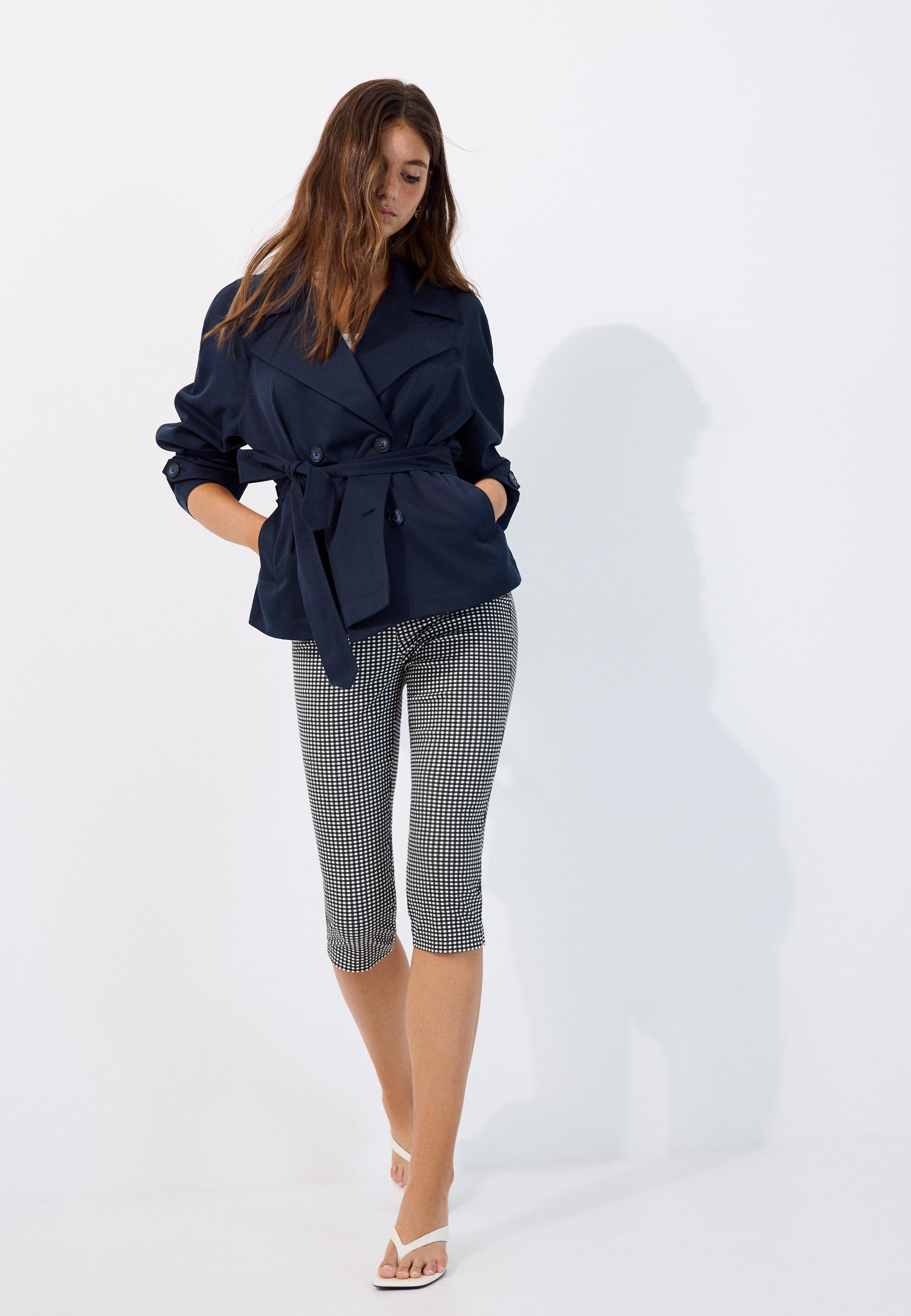 Short flowing belted trench coat — Blue