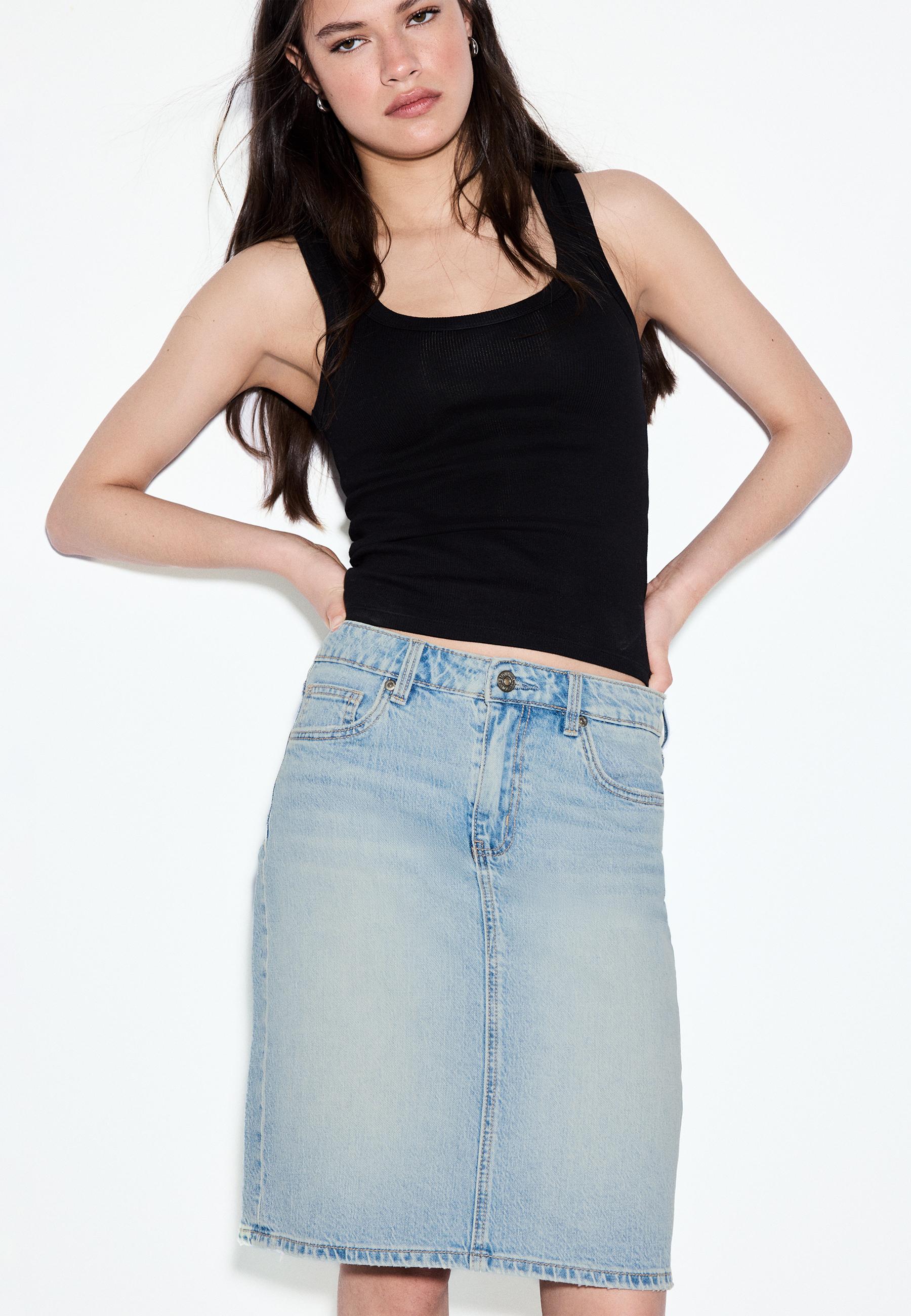 Denim midi skirt — MEDIUM LIGHT BLUE DENIM