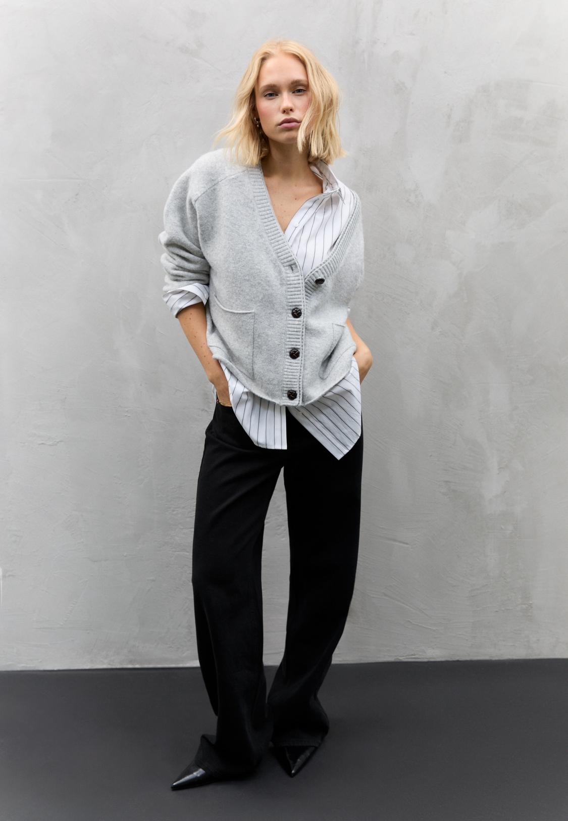 Cardigan en maille avec détail double col Mode femme