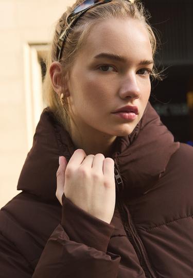 Basic hooded padded jacket — Brown 4