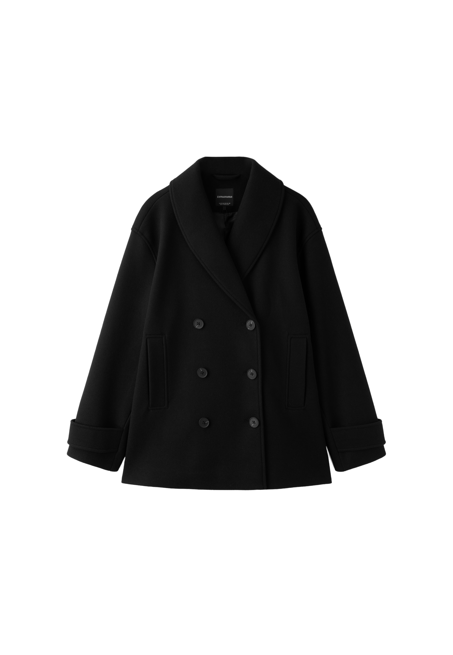 Shawl neck short coat — Black