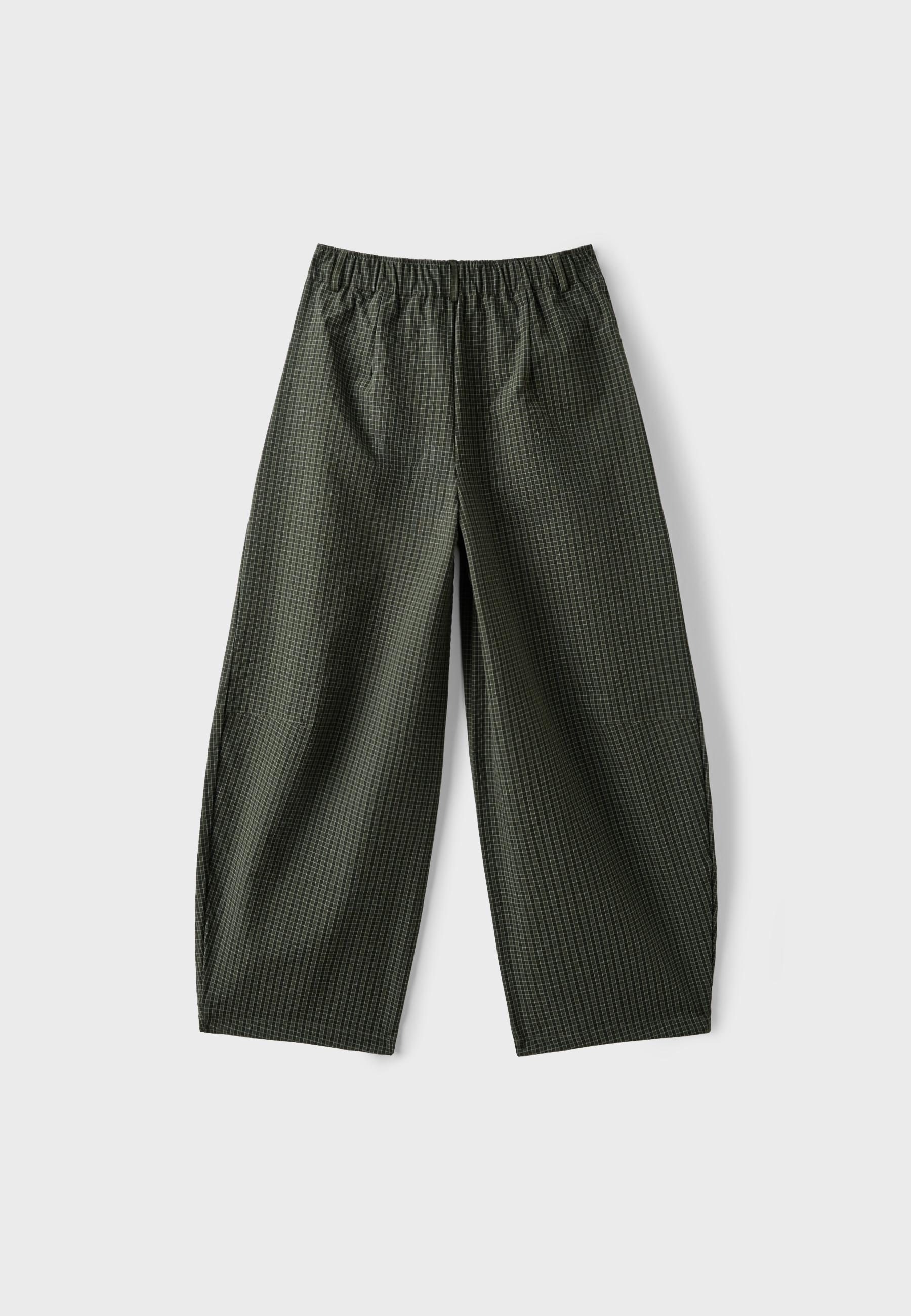 Check parachute trousers — Khaki