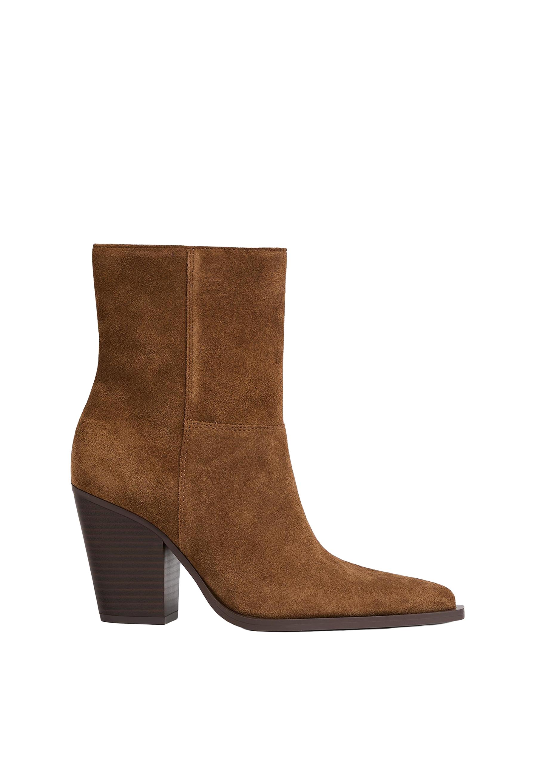 Leather cowboy ankle boots — BROWN