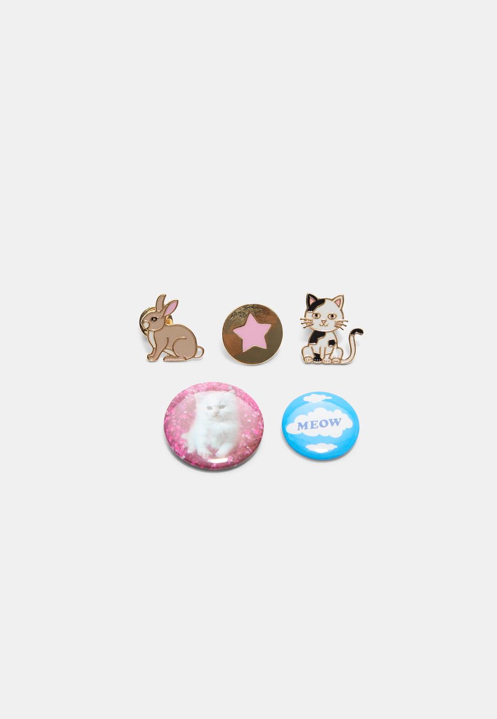 Set 5 pins combinados gatito