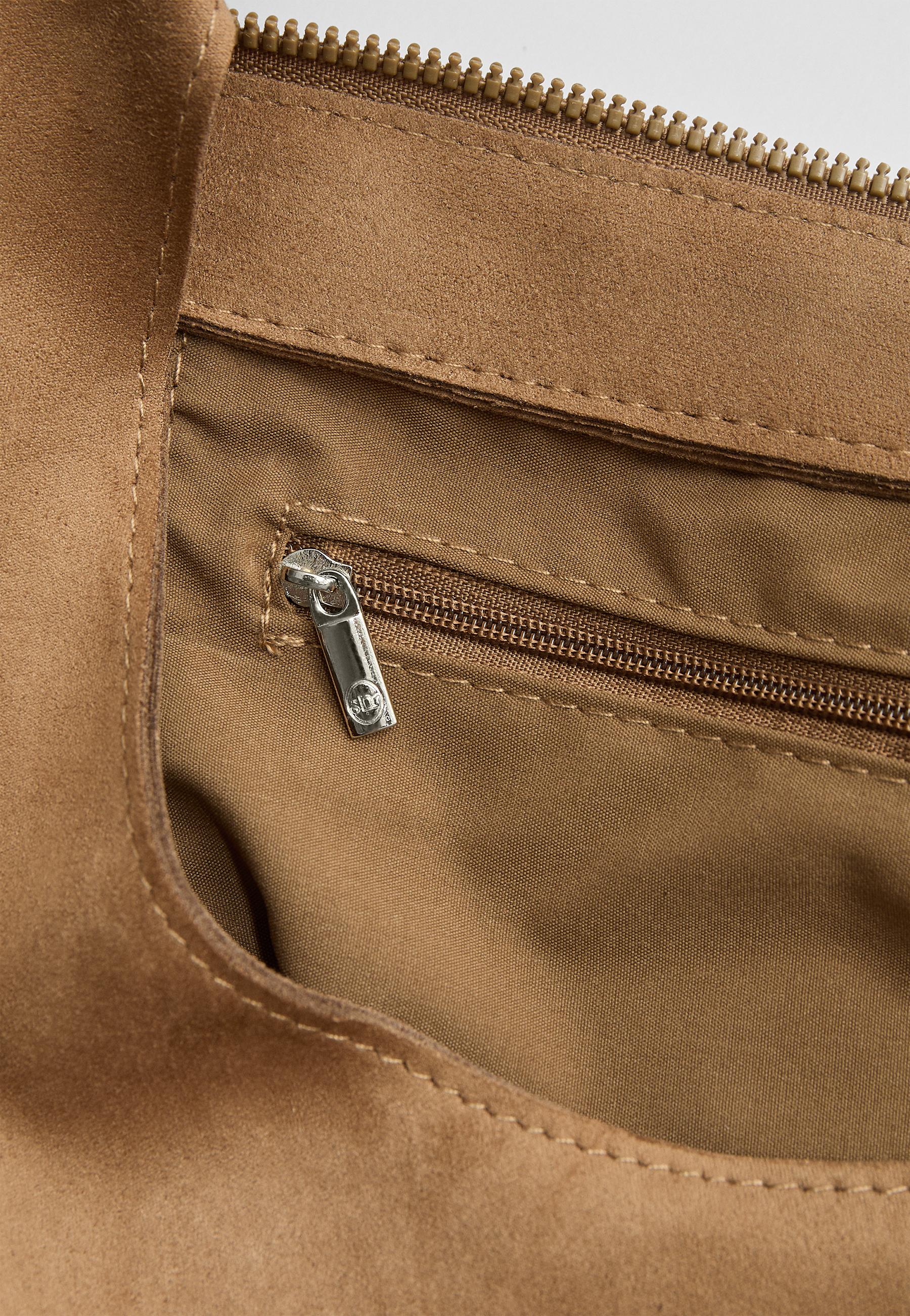 Faux suede shoulder bag — Beige