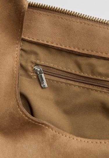 Faux suede shoulder bag — Beige 5